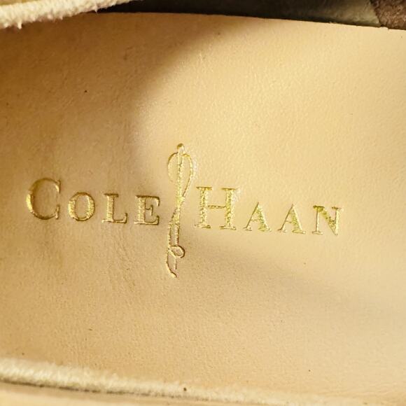 Cole Haan Shoes Womens 6.5 Beige Leather Wedge Heel Air Comfort Slip On Vintage - Picture 10 of 11